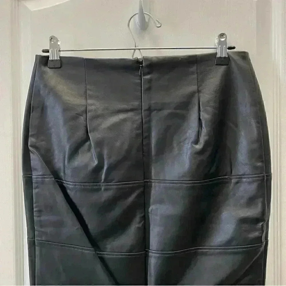 Reitman’s Black Faux Leather Pencil Skirt High Waisted Size 4 - Picture 9 of 16